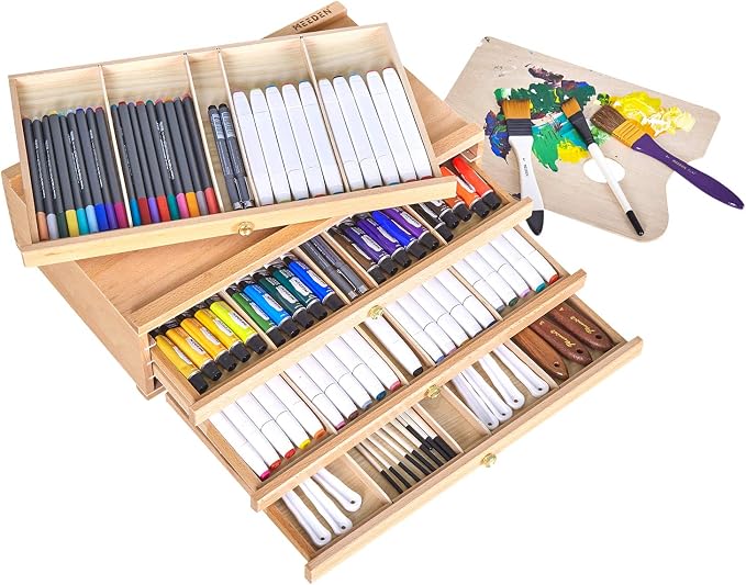 MEEDEN 4-Drawer Artist Supply Storage Box: Art Organizer with Compartments