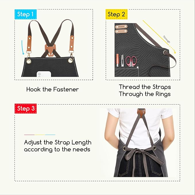 MEEDEN Painting Apron for Men Women: Adjustable Cross Back Waterproof