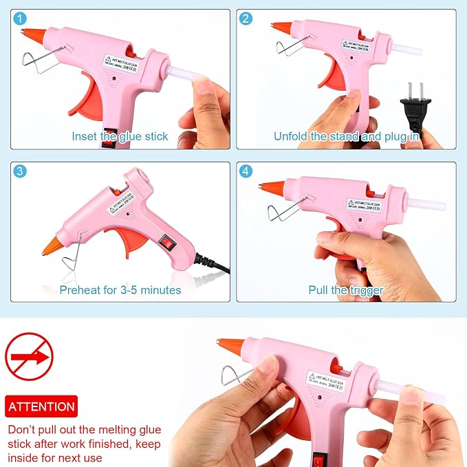 Zhengmy 12 Pcs Mini Hot Glue Guns 20W Low Temp Burn Protection,Multicolor