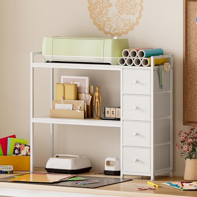 VENNQD Desktop Shelf Stand Compatible with Cricut Maker and Cricut Explore Air Series Stand Legs, Craft Desk Accessories and Space Organizer (White)