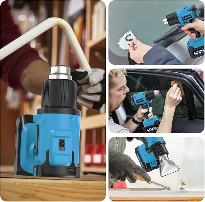 FULLYEA Cordless Heat Gun, Max 1022℉, Portable Kit with 2x4.0Ah Batteries