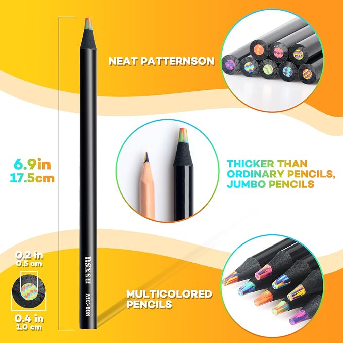 nsxsu Art Supplies for Kids Teens Adults, 8 Rainbow Pencils Drawing Supplies, Jumbo Multi Colored Pencils for Sketching Drawing, Tween Girls Trendy Stuff Birthday Party Favor Crafts for Boys 6-12