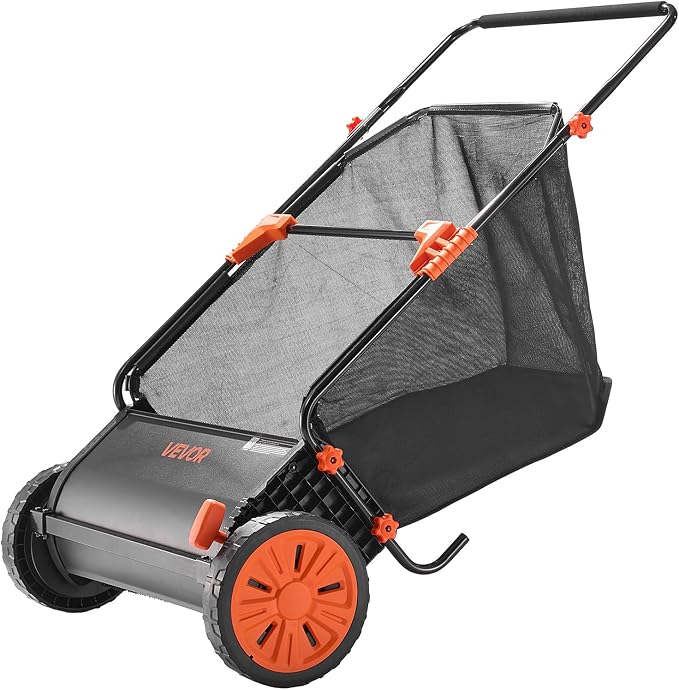 VEVOR Push Lawn Sweeper 30 in Leaf & Grass Collector 12 cu. ft. Hopper Bag