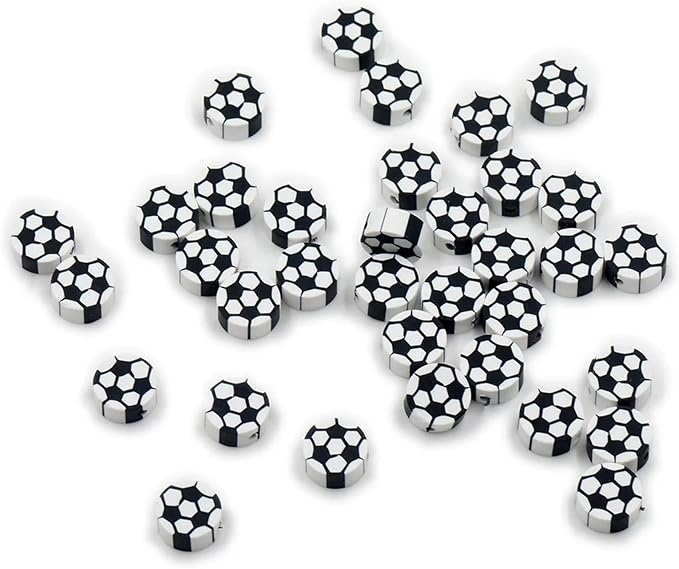 100 Pcs Soccer Ball Polymer Clay Beads Mixed Heishi Spacer Beads Supplies for DIY Bracelet Earring Necklace Jewelry Making