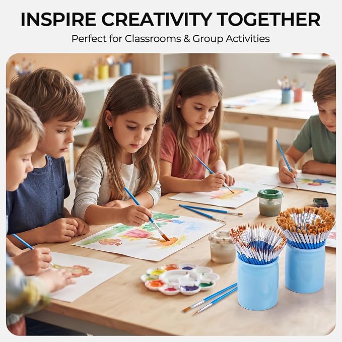Smallbudi 300 PCS Small Paint Brushes Bulk for Kids Classroom