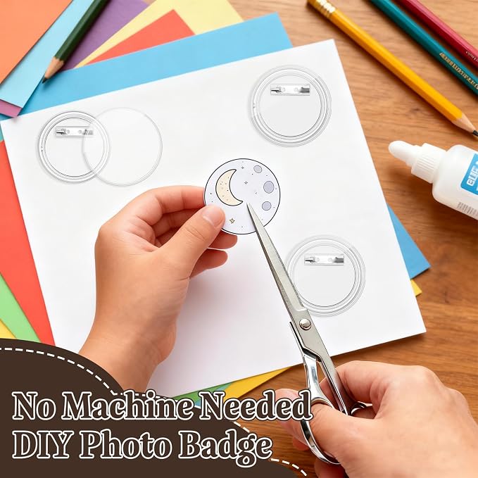 Bignc 1.7 Inch Clear Acrylic Button Pins - 20 Pack DIY Custom Design Buttons, Pin Backs & Blanks for Sublimation, Crafts, Photo Badges for DIY Gifts & School Projects,Teams, Events Badges