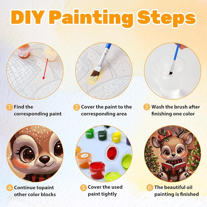 CRZMODE Christmas Paint by Numbers Kit for Adults, Deer Paint by Numbers for Adults, Acrylic Painting Crafts for Home Decor Gift (16x16inch)