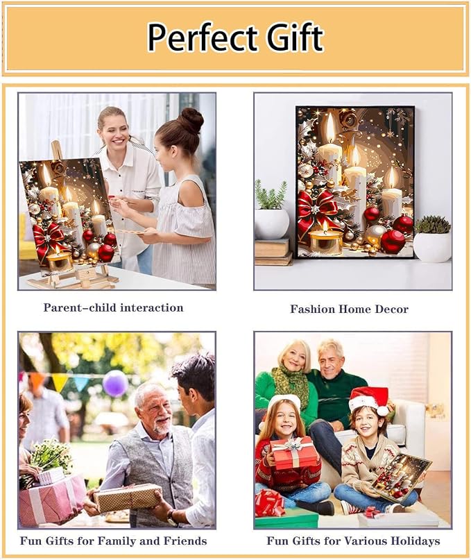 Meothan Paint by Numbers Kit for Adults Beginner 16x20 inch (Without Frame) | Christmas Adult Paint by Number Kits on Canvas, DIY Candles Acrylic Oil Easy Painting by Numbers for Home Wall Decor