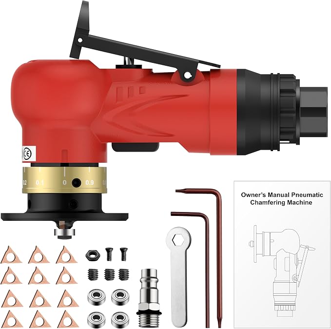 AMTOVL Pneumatic Chamfering Tool with 6 C-Angle & 6 R-Angle Blades