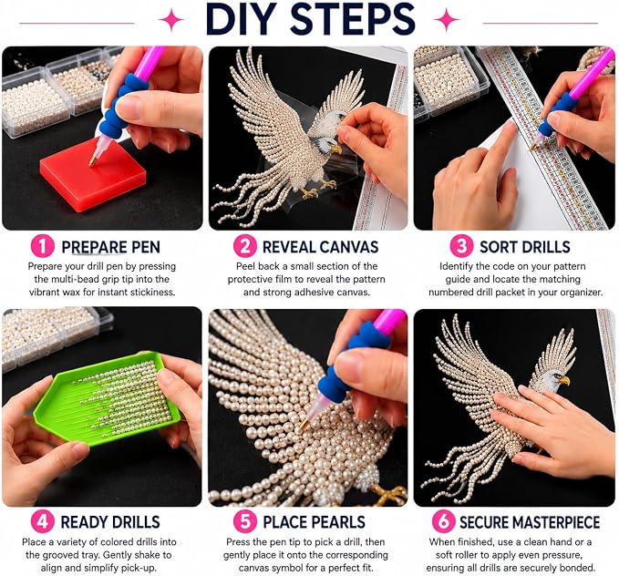 Morudeor Eagle Diamond Art Pearl Painting Kits for Adults,Special Shape Diamond Art Kits for Animal Birds, DIY 3D Plastic Pearl Painting Kit for Home Decoration 12 × 16 inch