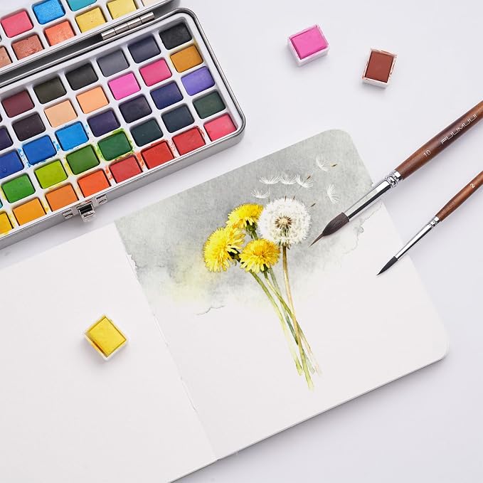 Watercolor Journal, Fuumuui 5.5"x5.5" Watercolor Book with 30 Sheets 140 LB (300 GSM) Cotton Paper for Painting, Drawing, Art Journaling, Sketchbook As Travel Notebook