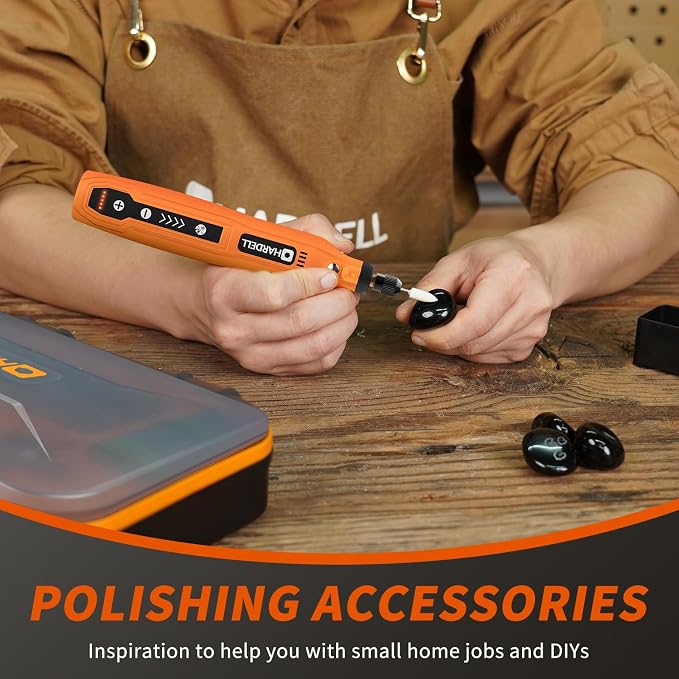 HARDELL Mini Cordless Rotary Tool, 5-Speed and USB Charging with storage case, Multi-Purpose 3.7V Power Rotary Tool for Sanding, Polishing, Drilling, Etching, Engraving, DIY Crafts | 5,000-18,000 RPM, 0.3LB Engraving Pen, LED Work Light – for Sanding, ...