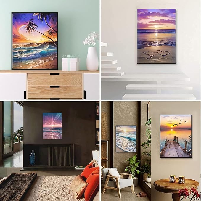 DOTSOPS 6 Pack Beach Diamond Painting Kits Art Adults Painting Kits | Crafts DIY 5D Diamond Art Packs Kits,Full for Adults,Beginner Home Wall Decoration Gift 11.8 x 15.7 Inches