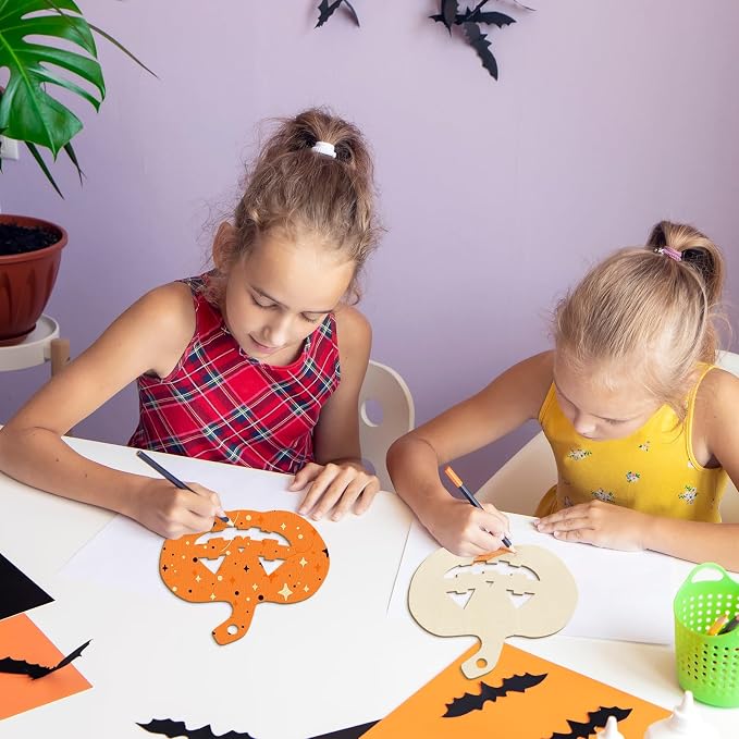 Large Size 7inch Wooden Halloween Thanksgiving Ornaments to Paint,Pumpkin Cutouts Unfinished DIY Blank Unfinished Pumpkin Wood Discs Ornament for Crafts Hanging Autumn Decorations 10PCS
