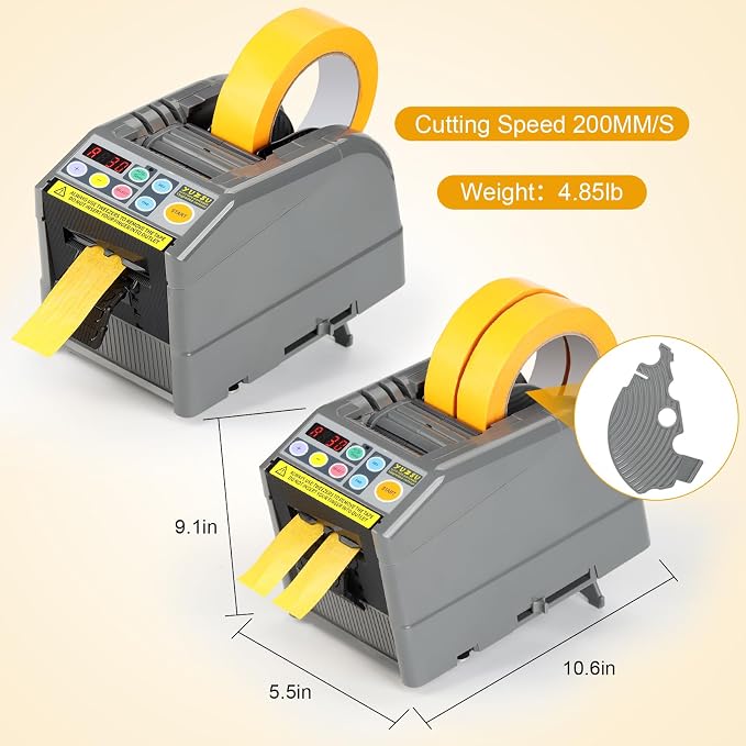 2026 Upgraded Ceramic Roller Upgraded Ribbon Cutting Machine, Automatic Tape Dispenser, 6-60 mm Width, 5-999 mm Length, Ideal for Business & Home