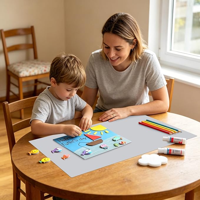 Extra Large Silicone Mat, Food-Grade Flexible Silicone Table Mats for Kids Non-Slip Placemat Waterproof Heat Insulation Countertop Protector Pastry Mat Silicone Pad, 27.6''x15.7'' Gray, 1Pcs