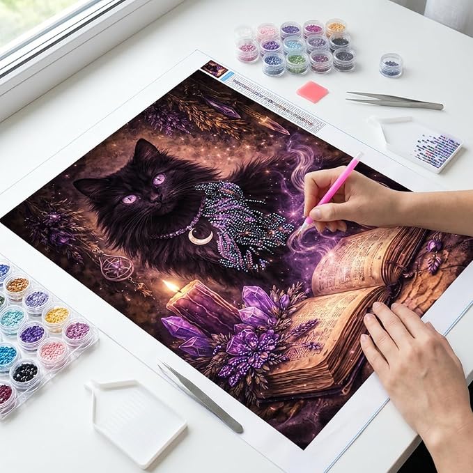 Diamond Art Kits for Adults,Magic Cat Diamond Painting Kits 12X16 Inch