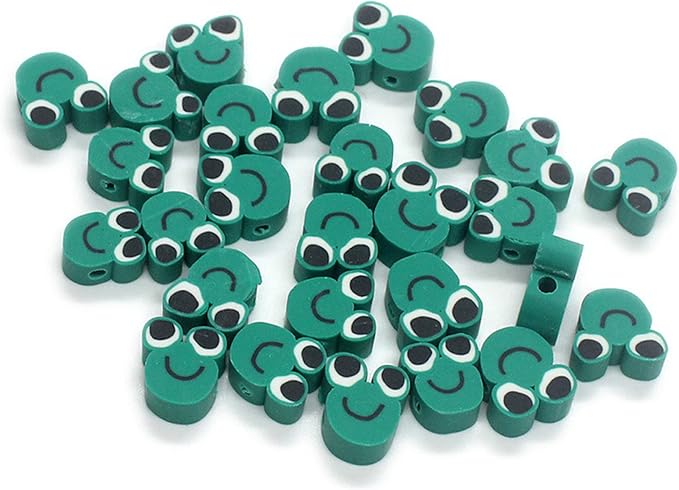 100 Pcs Frog Polymer Clay Beads Mixed Heishi Spacer Beads Supplies for DIY Bracelet Earring Necklace Jewelry Making
