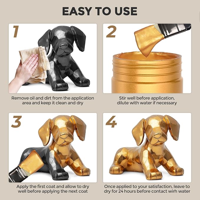 Nicpro Acrylic Paint Metallic Gold, 33.8oz/1000ml Large Gold Leaf Paint | Non Toxic, Non Fading for Art Painting, Handcrafts, Ideal for Multi-surface, Canvas, Wood, Clay, Fabric, Metal, Furniture