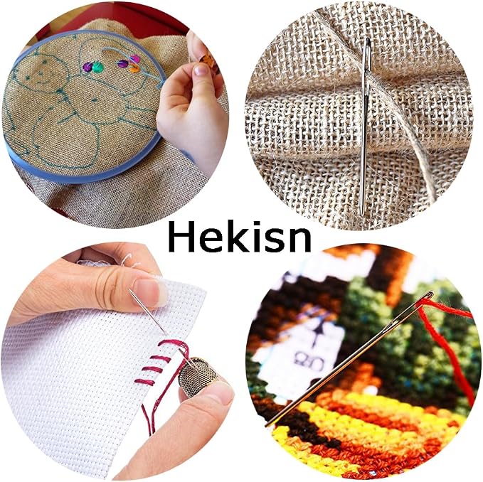 Hekisn Large-Eye Blunt Needles, Stainless Steel Yarn Knitting Needles, Sewing Needles, Crafting Knitting Weaving Stringing Needles, Perfect for Finishing Off Crochet Projects (18 Pieces)