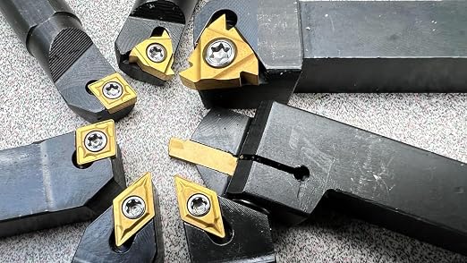 Indexable Lathe Turning Tool 1/2" 12mm Shank 14PCS Kit, 4PCS Metal Lathe Tools Holder 10PCS CCMT09T304 Carbide Insert for Turning Boring Grooving, SCMCN1212H09/SCLCL1212H09/SCLCR1212H09/S12M-SCLCR09