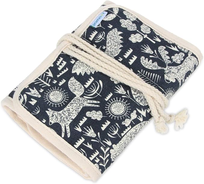 Teamoy Crochet Hook Case Organizer, Crochet Hook Roll Bag, Animal World