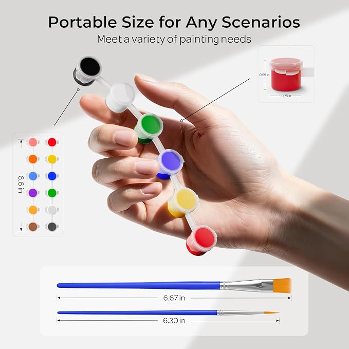 Nicpro 10 Pack Mini Acrylic Paint Set,12 Colors Acrylic Paints Strips
