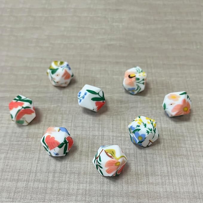 SPANSEE 8 PCS Tropical Hexagon Print Knitting Needle Holders, Stitch Stoppers, Knitting Needle Point Protectors, Knitting Accessories fit Size 2.5-13 (3mm-9mm) Needles