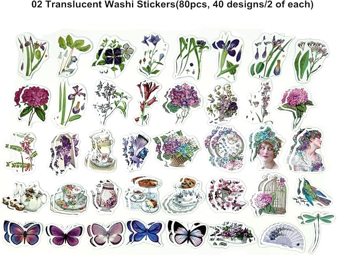 Esweny 200PCS Vintage Scrapbooking Supplies Pack, Aesthetic Scrapbook Sticker Paper Art Journaling Kit for Junk Journals,Planner,Cottagecore Decor Gifts (Purple Series)