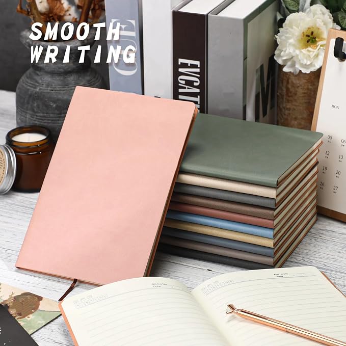 PerKoop 24 Pcs A5 PU Leather Notebooks for Back to School,Morandi Color