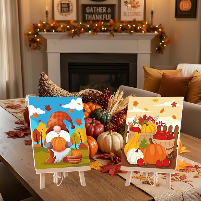 Sherr 24 Pcs Pre Drawn Canvas for Adult, Autumn, 8 x 10 Inch