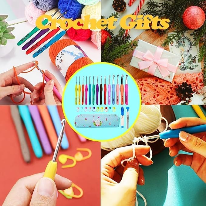 Yarniss Crochet Hooks,14 Size Ergonomic Crochet Hooks Set 2mm(B)-10mm(N)