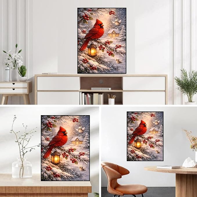 HHMATITS Christmas Cardinal Diamond Art Kits for Adults 12 X 16Inch