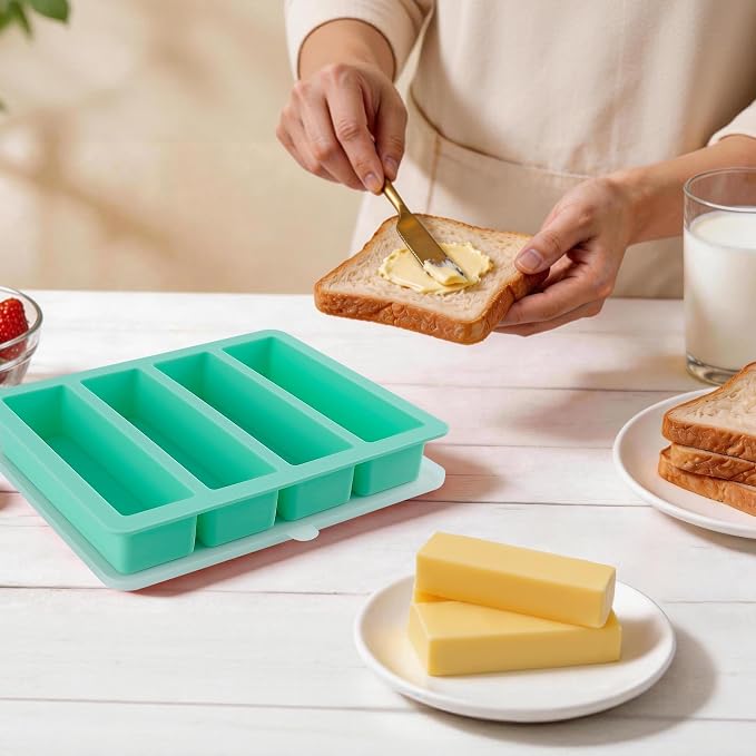Zorazio Silicone Butter Mold Tray with Lid-Large Cavity,2Pack Non-Stick Silicone Butter Maker,Butter Mold for Homemade Butter,Ideal for Energy Bar, Ice Cube