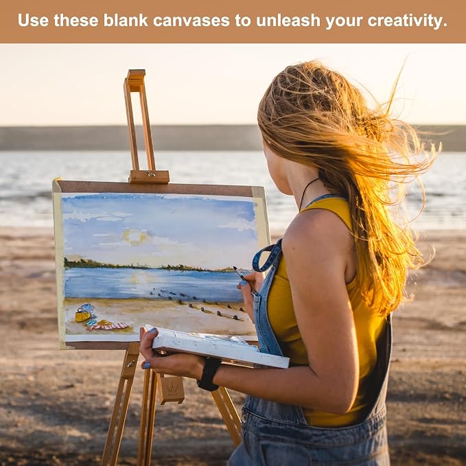 MECCANIXITY Canvas Boards for Painting, 6x6 Cotton Blank Primed Art Canvas Panels Acid-Free for Painting Supplies Oil Acrylic Tempera Watercolor Pouring Paint Artists(White, Pack of 20)