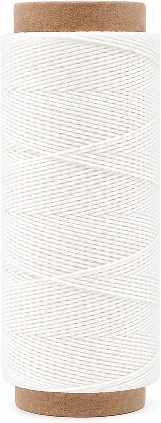 Mandala Crafts 80M 0.8mm White Round Waxed Thread for Leather Sewing