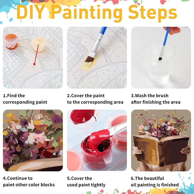 Mandun Book Paint by Numbers Kit for Adults, 16x20 inch | DIY Painting Kits Crafts for Adults, Relieve Stress, Gift, Home Wall Decor