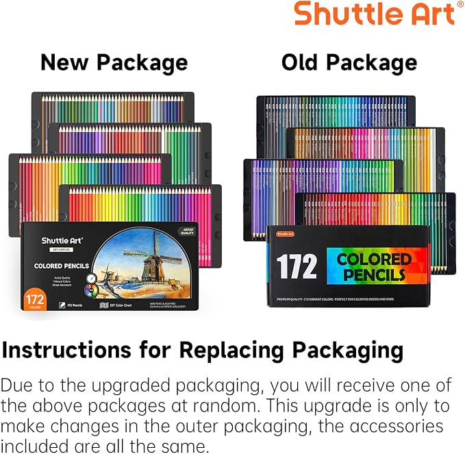 Shuttle Art 172 Colored Pencils for Adult Coloring Books, Soft Core Color Pencil Set for Artist Drawing Sketching Crafting