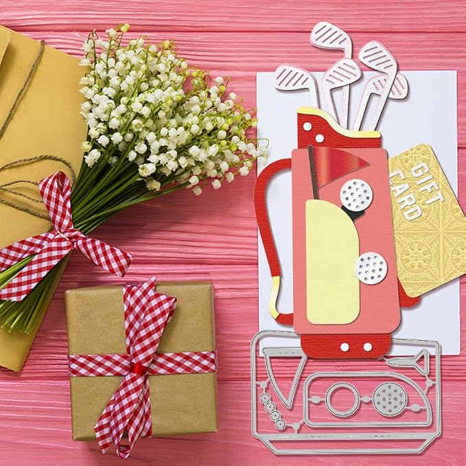 GLOBLELAND Golf Gift Card Holder Cutting Dies for Card Making Sport Golf Cut Die for DIY Scrapbooking Journal Embossing Paper Craft Decor
