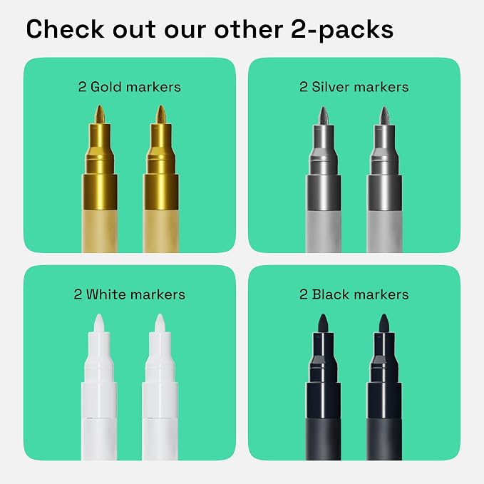 ARTISTRO Black Acrylic Paint Markers - 0.7mm Extra Fine-Tip - Set of 2