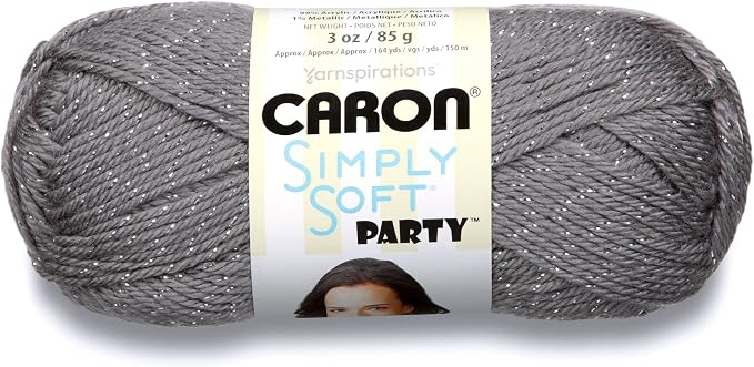 Caron Simply Soft Party Acrylic Yarn for Crocheting Soft, Platinum, 3-Pack