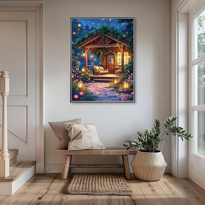 Night Diamond Art Kits for Adults,Warm&Dreamy Diamond painting Wall Decor