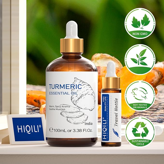 HIQILI Turmeric Oil for Face, Skin Care & Aromatherapy