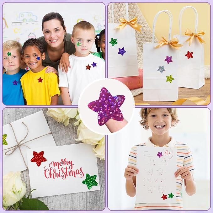 Imeepa 500PCS Multi-Color Star Stickers, 1" Foil Shiny Glitter Labels