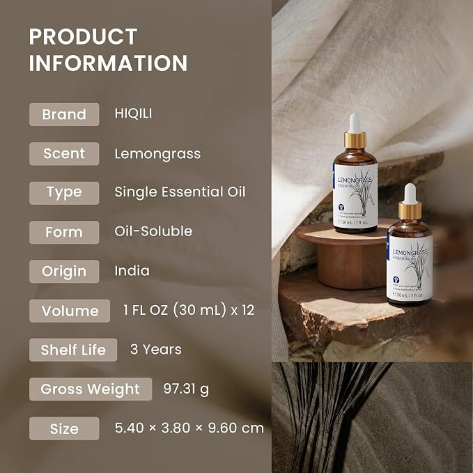 HIQILI Lemongrass Essential Oil Set, Bulk Wholesale for Business