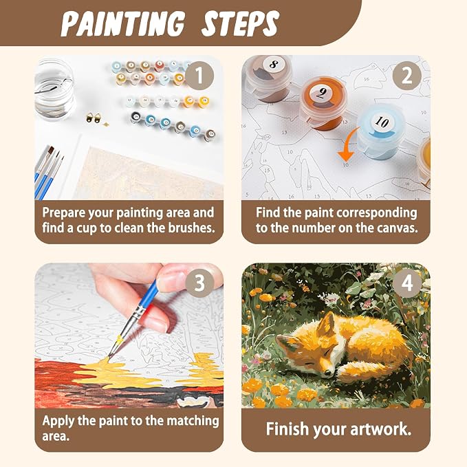 XTCIXAL Paint by Numbers Kit for Adults, Fox, 16X20 Inch | DIY Paint by Number for Adults Beginner, High-Definition Color Canvas, Stress Relief, Home Wall Decor, Gifts, Unframed
