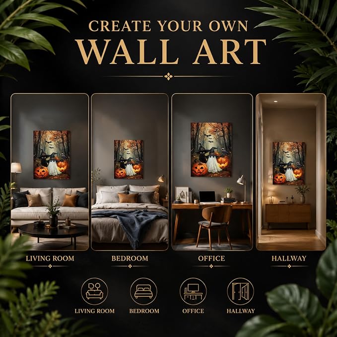 HITO Halloween Paint by Numbers Kit for Adults Ghost Frameless 16x20 Inch | Ghost Paint by Number for Adults, DIY Acrylic Oil Easy Painting by Numbers for Home Wall Decor