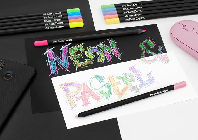 Faber-Castell Black Edition Colored Pencils, Neon & Pastel Colors