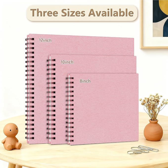 popotop 8x8 Inch Scrapbook Photo Album, 60 Page Decorative Kraft Paper Book for 4x6 Pictures, DIY Memory Photo Albums as Gifts for Wedding Baby Christmas School Family