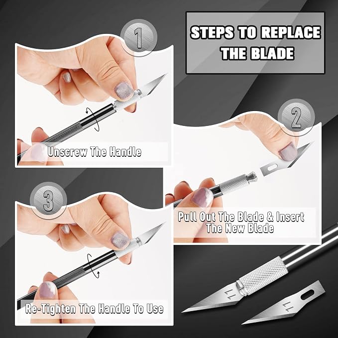 DIYSELF 2 Pack Exacto Knife Set, Aluminum Craft Knife with 20#11 Blades | Secure-Grip Hobby Knife for Paper Art and Leather, Quick-Change Exacto Knives for Models, Stencils, Engraving and DIY Crafts